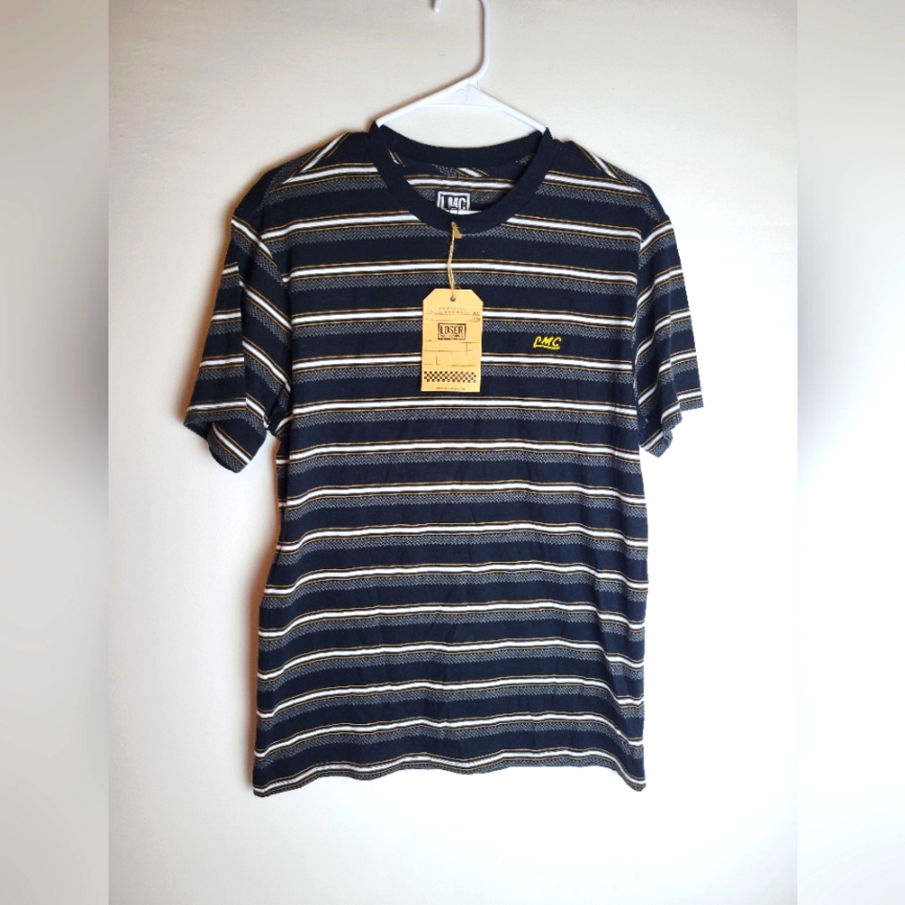 Loser Machine Company Black with Multicolored Stripes Size Small SS Shirt